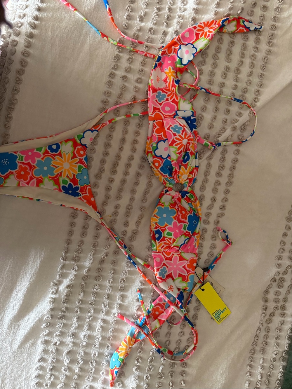 Floral Multi-Color Tie Bikini Set - Women's Swim
